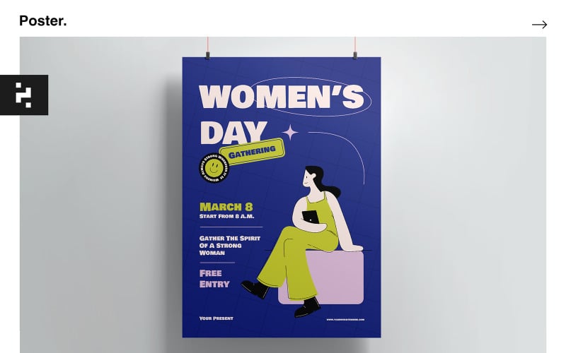Retro International Women's Day Poster Corporate Identity