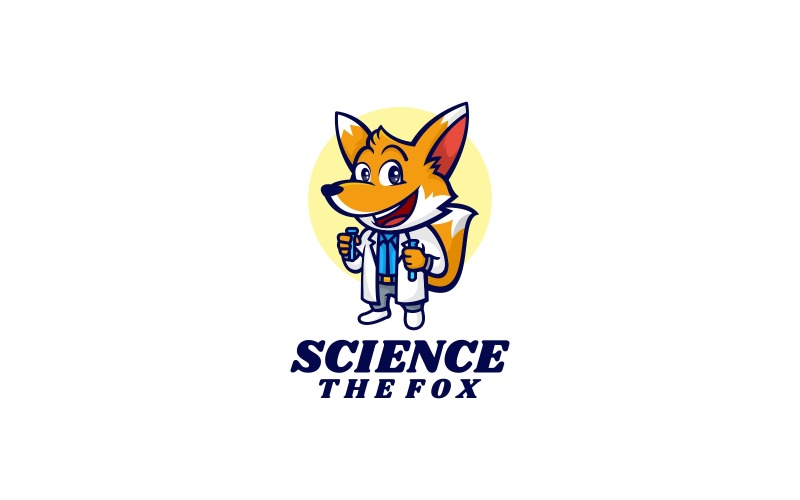 Science The Fox Cartoon Logo Logo Template