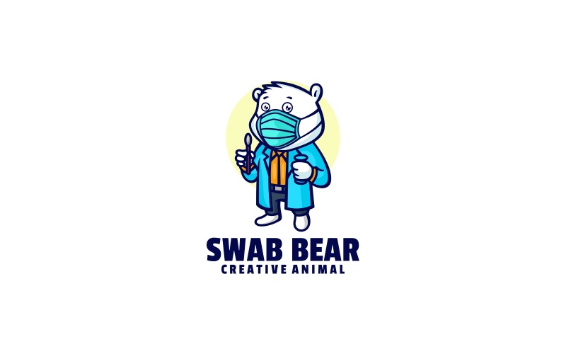 Swab Test Bear Cartoon Logo Logo Template