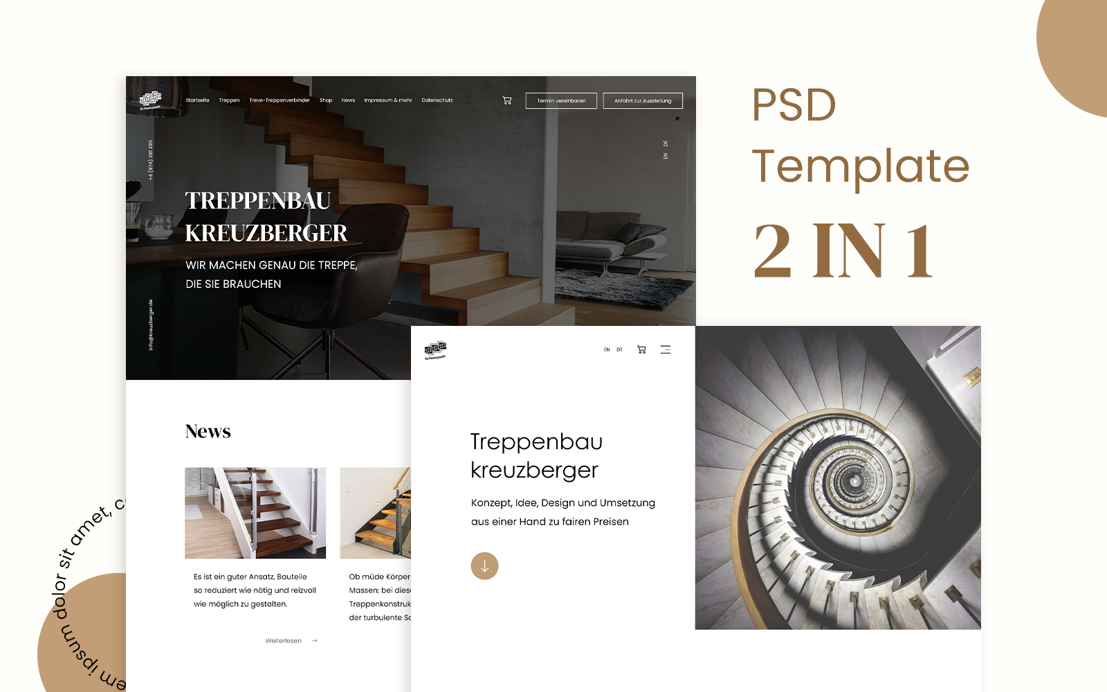 Production Of Stairs / Landing Page / PSD Template / A Website For Your Business