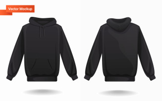 Hoodie Jacket Free Vector Art Template Mockup , Hoodie With Long Sleeves, Black Sweatshirt
