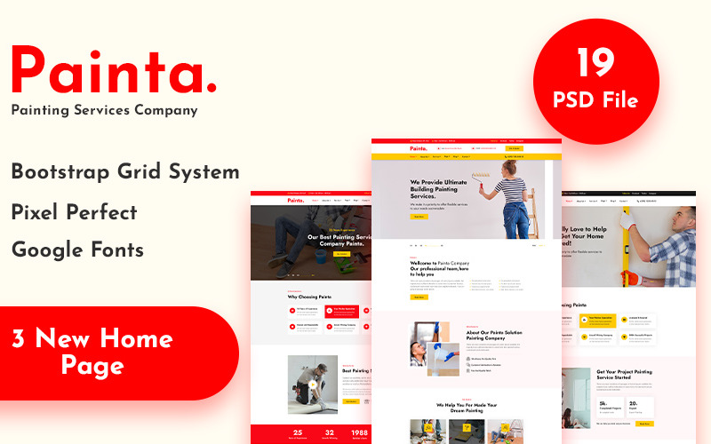 Painta - Painting Services Company PSD Template UI Element