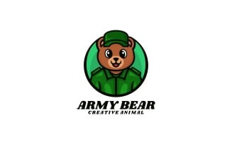 Army Bear Cartoon Logo Style