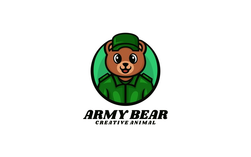Army Bear Cartoon Logo Style Logo Template