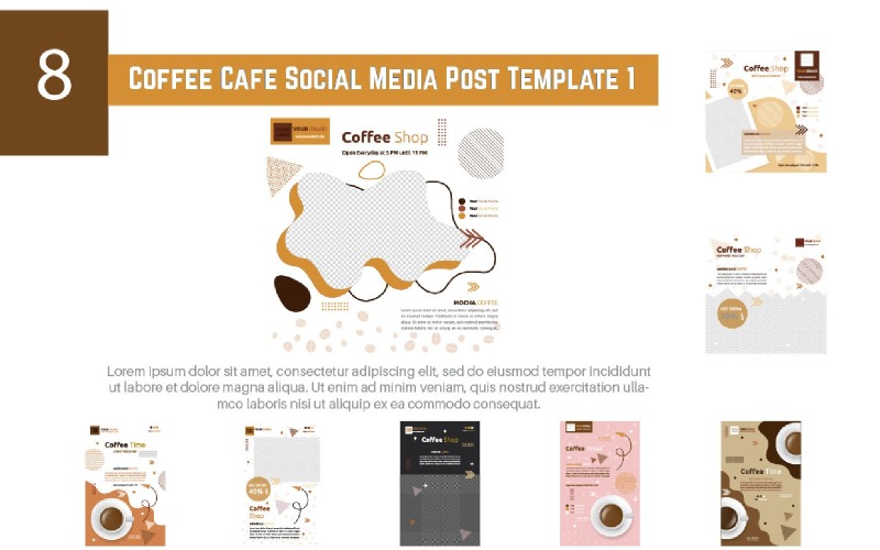 8 Coffee Cafe Social Media Post Template 01 Illustration