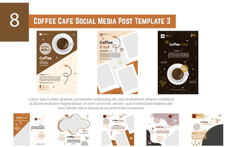8 Coffee Cafe Social Media Post Template 03 Illustration