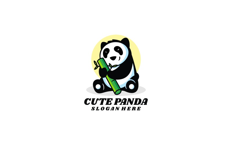 Cute Panda Simple Mascot Logo Logo Template