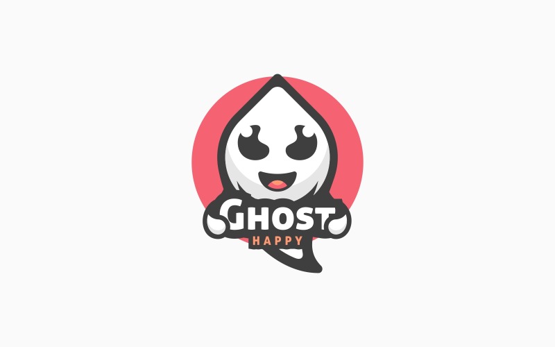 Happy Ghost Cartoon Logo Style Logo Template