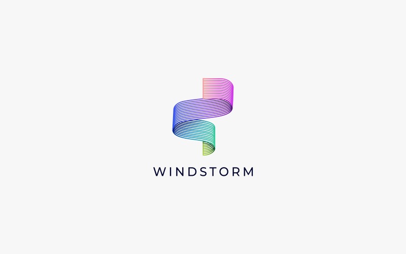 Windstorm Line Gradient Logo Logo Template