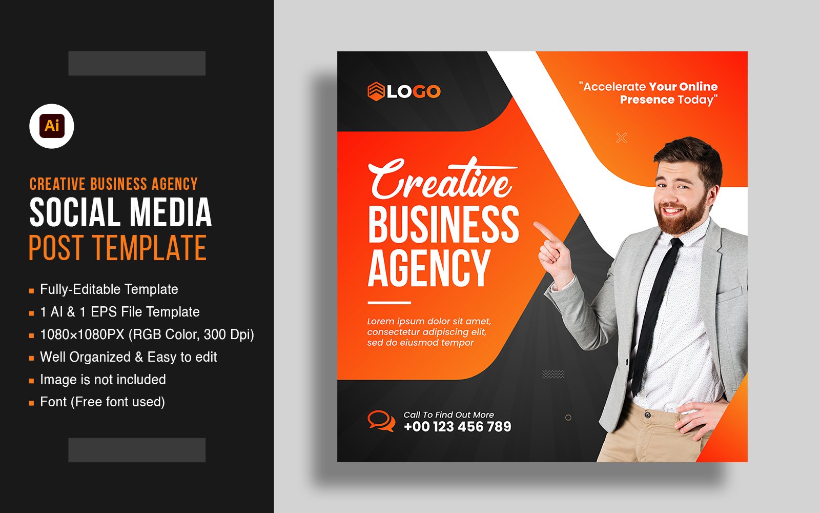 Template #224502 Media Postsocial Webdesign Template - Logo template Preview