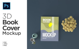 Book Cover Mockup with vases 3d Rendering Illustration