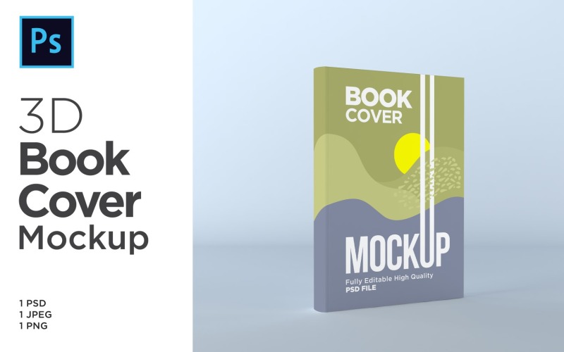 Book Cover PSD Mockup 3d Rendering Illustration Template Product Mockup