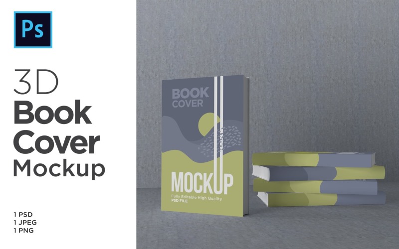 Five Book Cover Mockup 3d Rendering Illustration Product Mockup