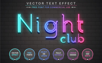 Night Club Light - Editable Text Effect, Font Style, Graphics Illustration