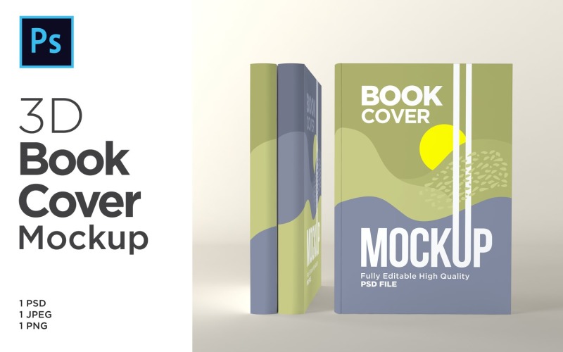 Three Book Cover Mockup 3d Rendering Illustration Template Product Mockup