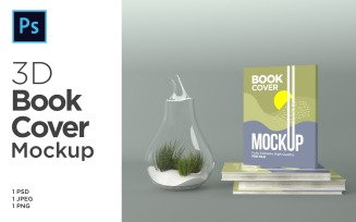 Three Books Cover Mockup 3d Rendering Illustration Template
