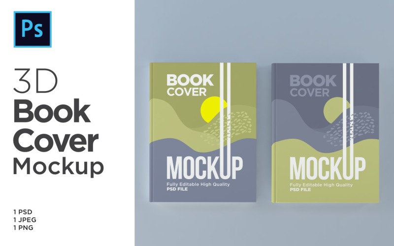 Two Books Cover Mockup 3d Illustration Template Product Mockup