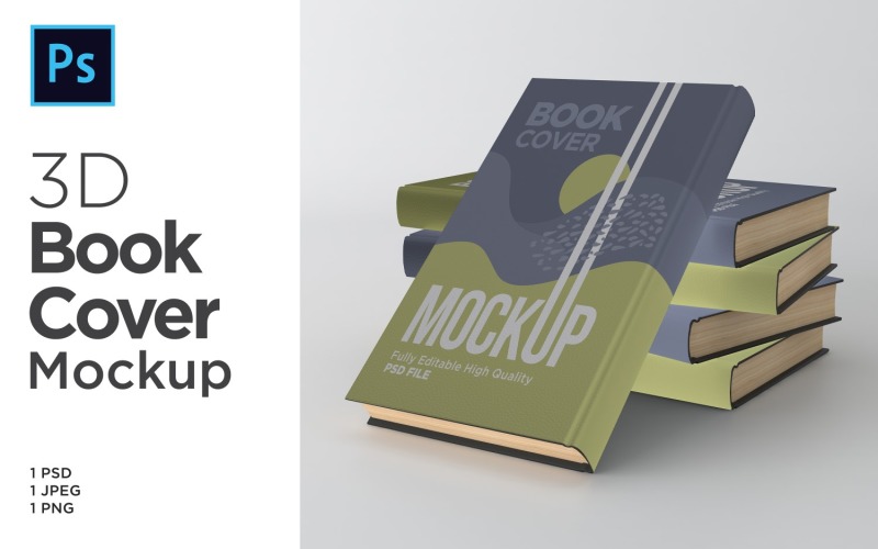 Five Books Cover Mockup 3d Rendering Illustration Product Mockup