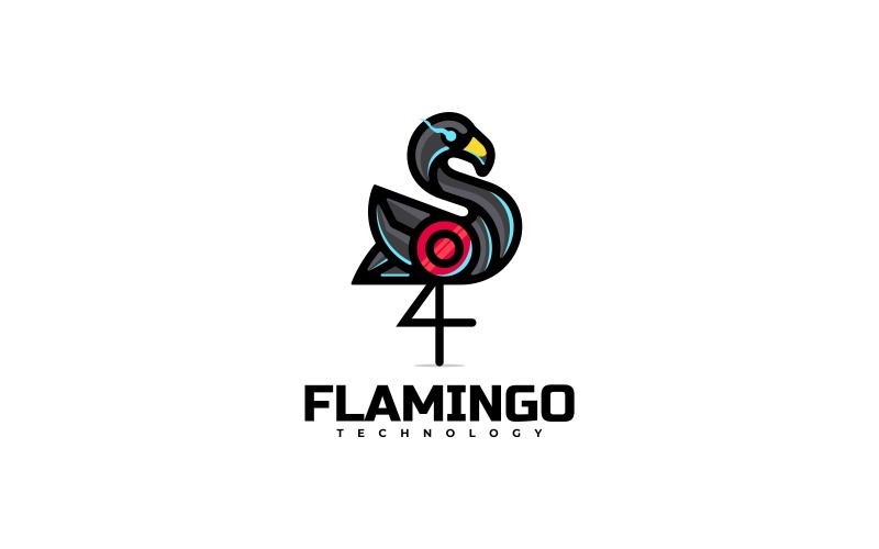 Flamingo Technology Simple Logo Logo Template
