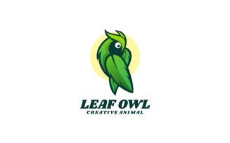 Leaf Owl Simple Mascot Logo