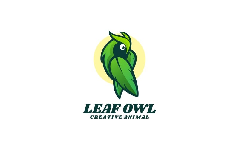 Leaf Owl Simple Mascot Logo Logo Template