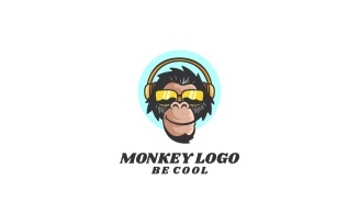 Monkey Head Mascot Logo Style