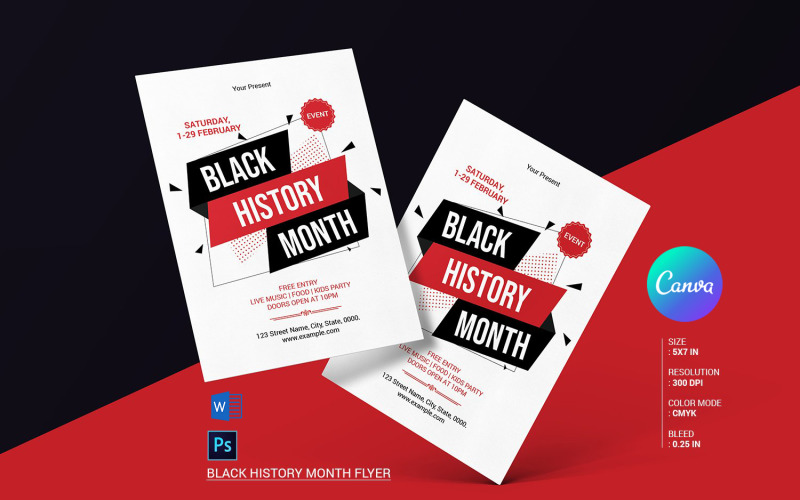 Black History Month Flyer Template. Canva, Psd & Word Corporate Identity
