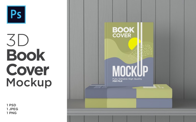 Rendering 3d Four Books Cover Mockup Rendering Illustration Template Product Mockup