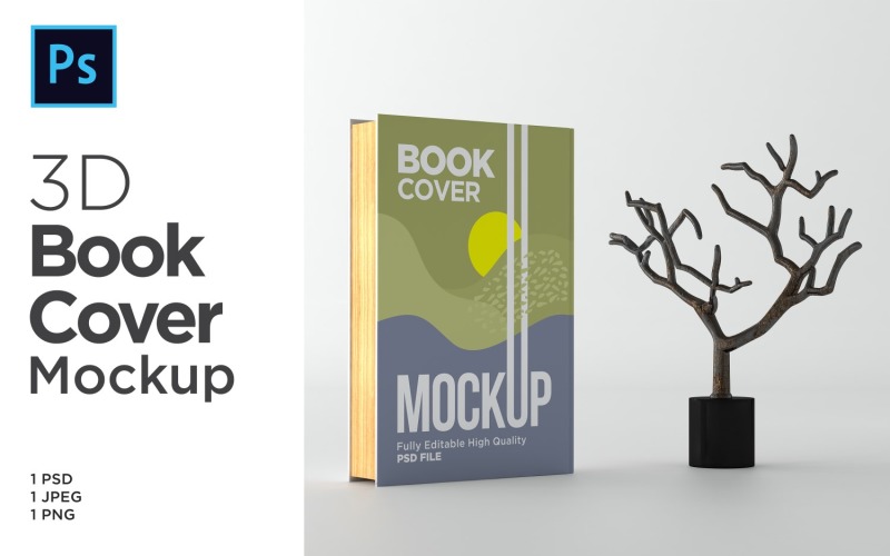 Rendering Book Cover Mockup Rendering Illustration template Product Mockup