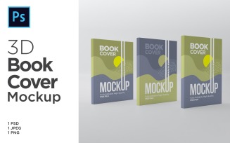 Three Booklet Cover Mockup 3d Rendering Illustration template