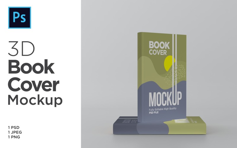 Three Booklet Cover Mockup Rendering Illustration template Product Mockup