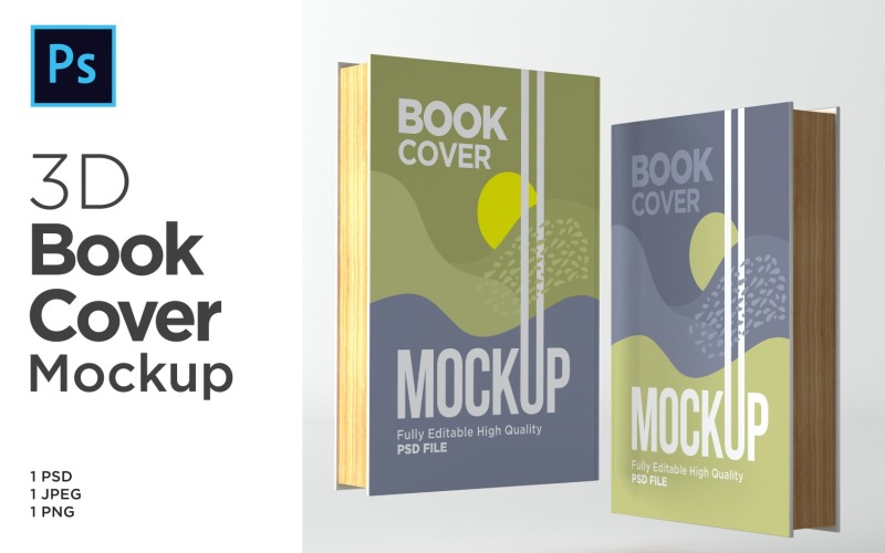 Two 3d Rendering Books Cover Mockup Illustration template Product Mockup