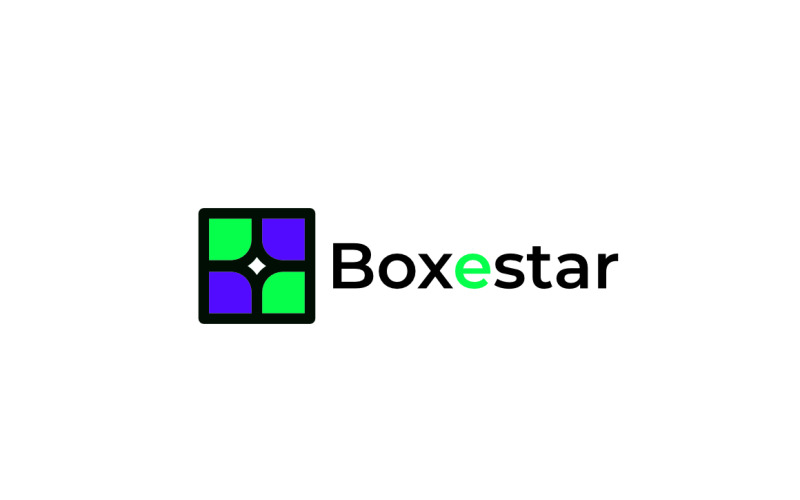 Box Star Negative Space Logo Logo Template