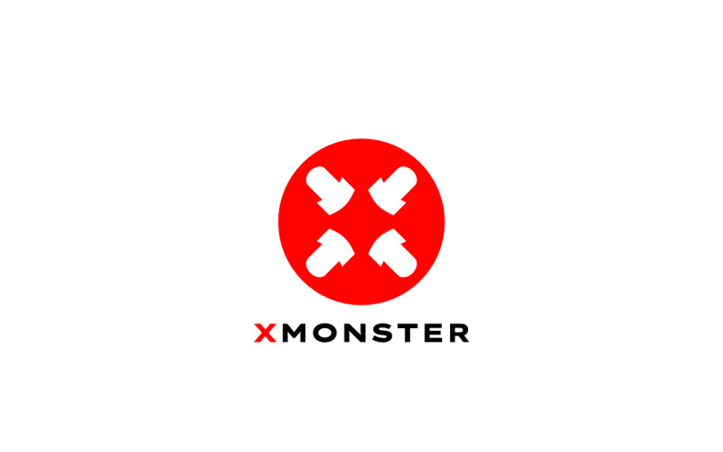 Dynamic Red X Round Logo Design Logo Template