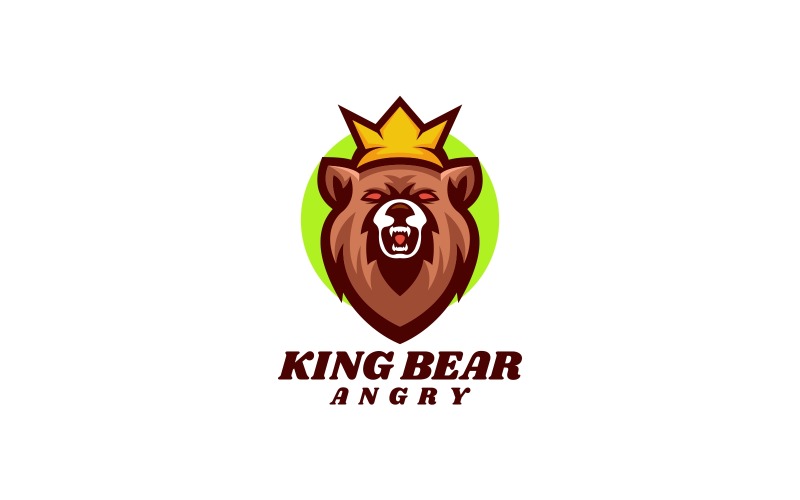 King Bear Simple Mascot Logo Logo Template