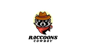 Raccoon Cowboy Cartoon Logo