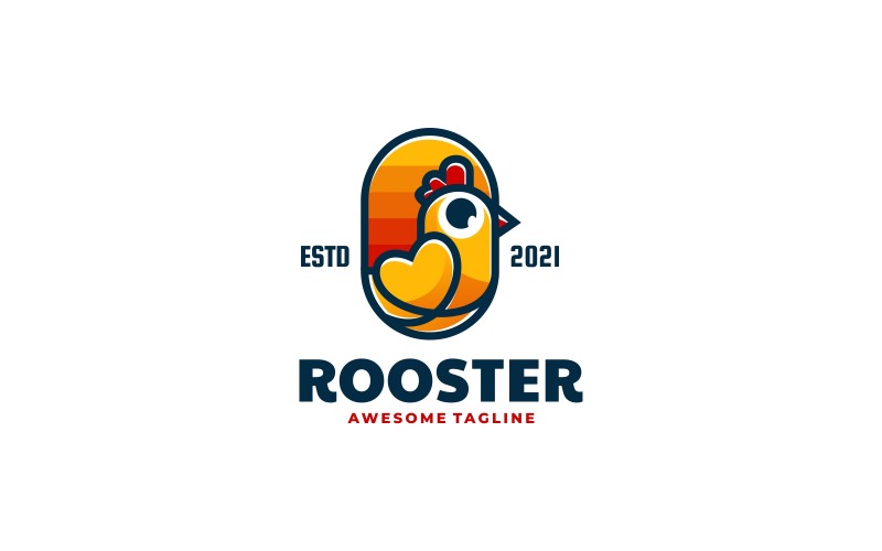 Rooster Color Badge Logo Style Logo Template