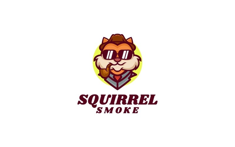 Squirrel Smoke Cartoon Logo Logo Template