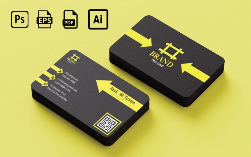 Black and Yellow color Business Card - Business Card Template Corporate Identity