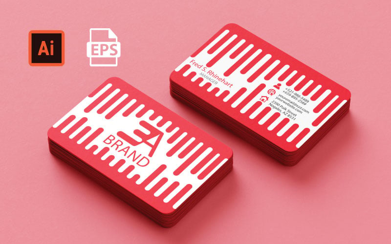 Creative Red and White Business Card Template - Business Card Corporate Identity