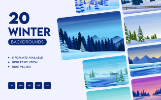 20 Flat Winter Backgrounds