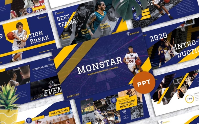 Monstar - Basketball Sport Powerpoint PowerPoint Template