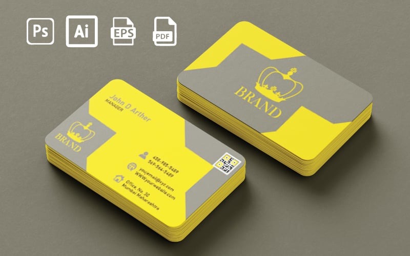 New Yellow and Grey Color Business Card - Business Card Corporate Identity