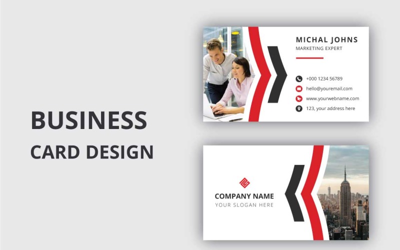Red Color Creative Business Card Corporate Identity