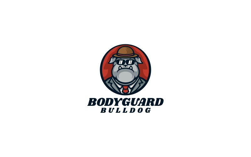 Bodyguard Bulldog Cartoon Logo Logo Template
