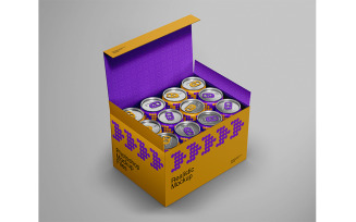 Cans And Paper Box Mockup