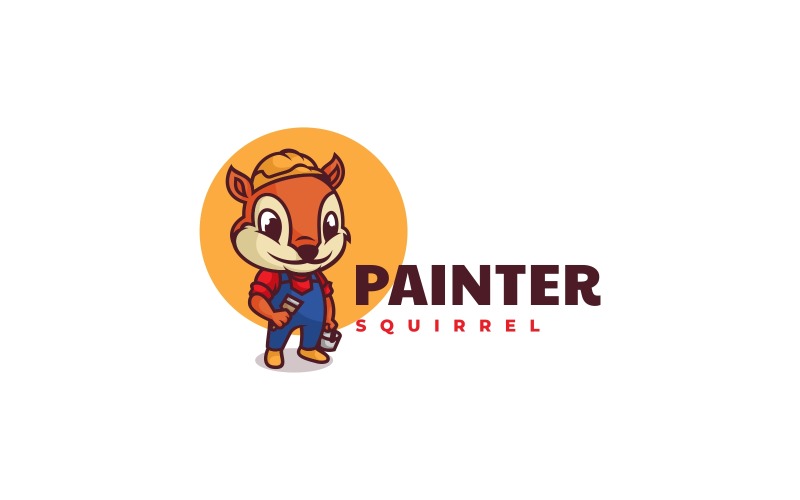 Painter Squirrel Cartoon Logo Logo Template