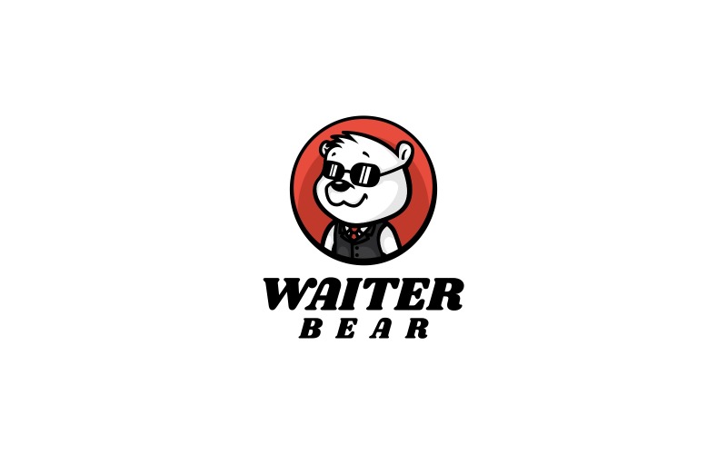 Waiter Bear Cartoon Logo Style Logo Template