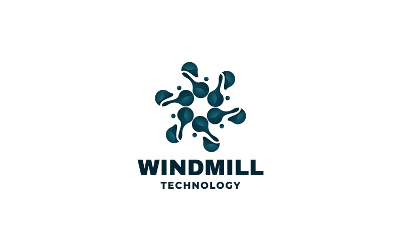 Windmill Technology Gradient Logo Logo Template