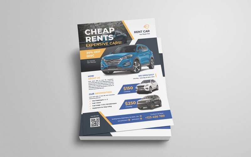 Cheap Rent Car Flyer Template Corporate Identity